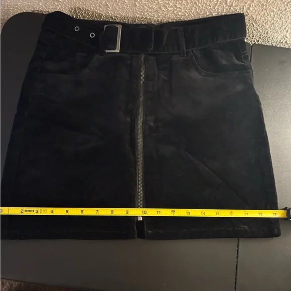 Black Label Cest Toi Black Corduroy Mini Skirt With Removable Belt Size L - Picture 11 of 12
